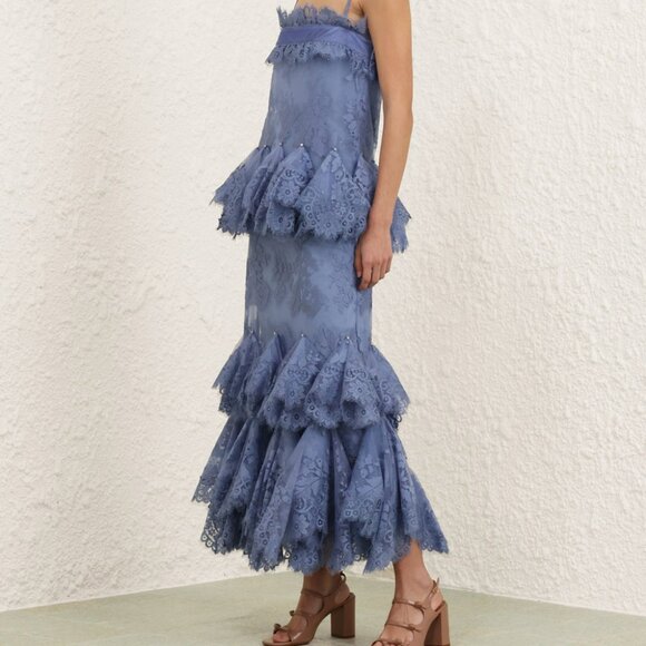 𝒁𝑰𝑴𝑴𝑬𝑹𝑴𝑨𝑵𝑵 Eden blue suspender long dress - Picture 3 of 9